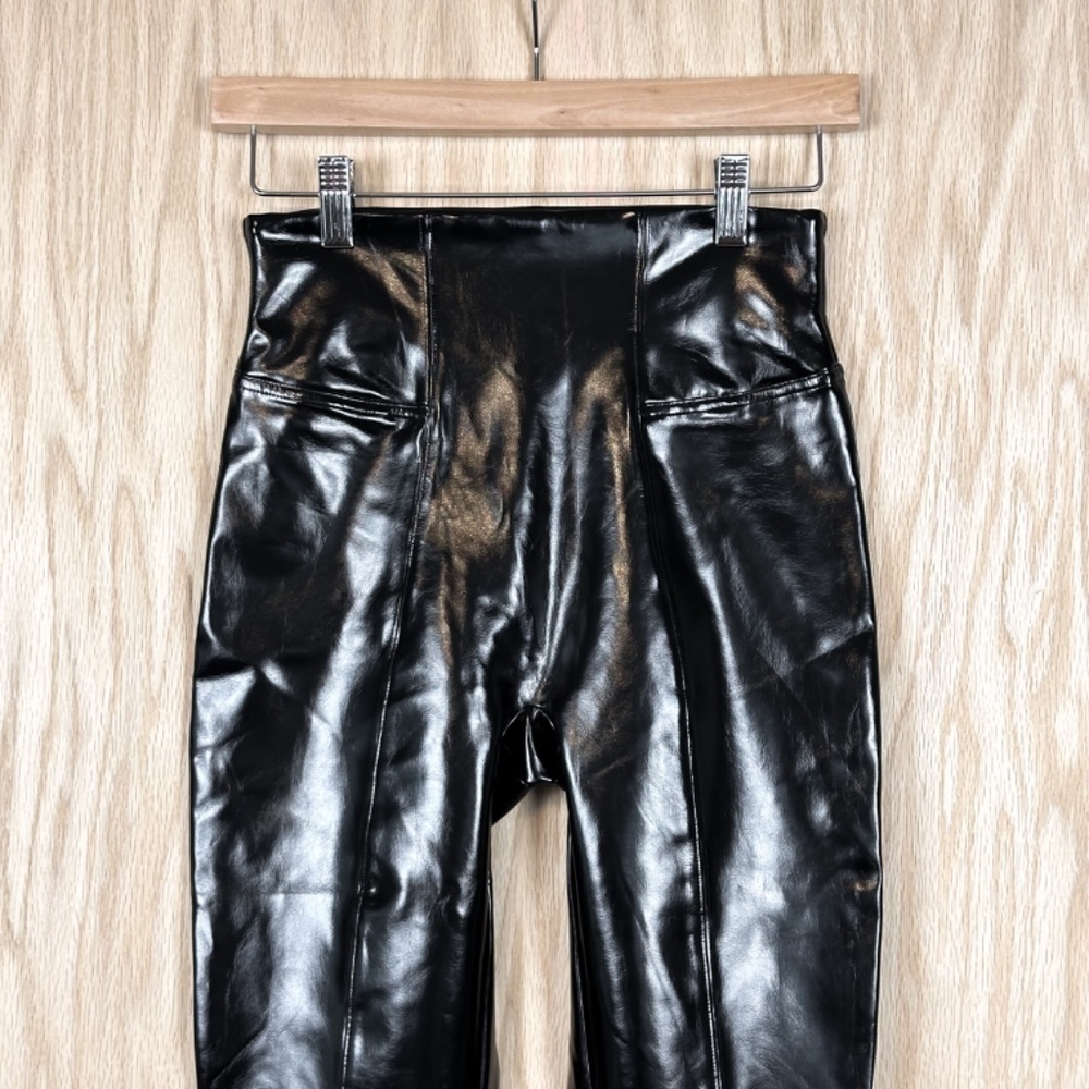 SPANX Faux Patent Leather Leggings Black NEW - Picture 8 of 15